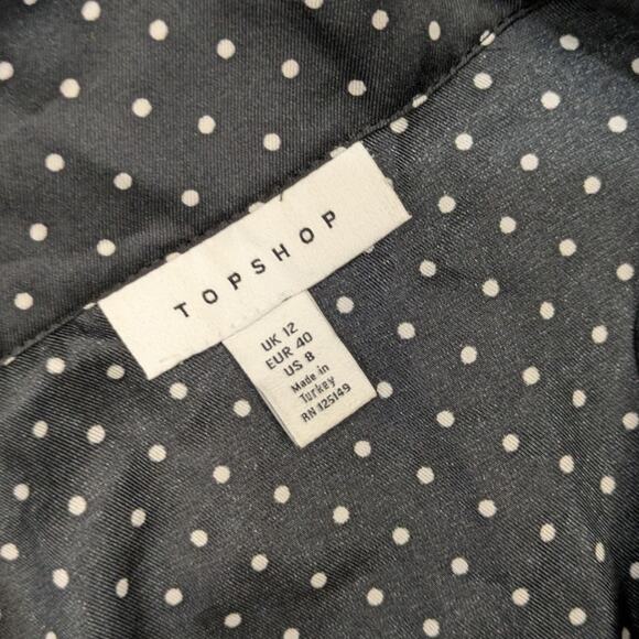Topshop Polka Dot Scallop Blouse Size 8 - Picture 4 of 13